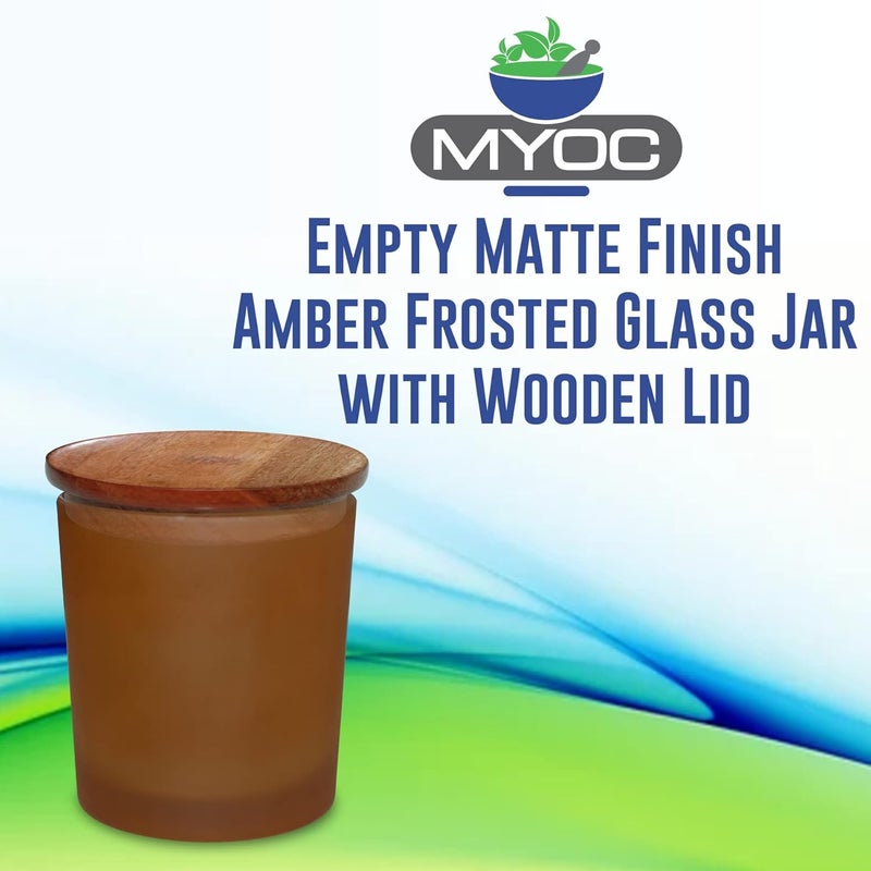 MYOC Empty Matte Finish Amber Frosted Jar with Classic Wooden Cork Candle Holder Jar Storage Container Office Home Decor Festival Decoration Gifting Resusable Durable200MLPack of 8