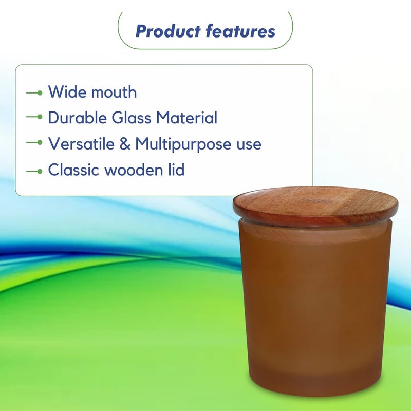 MYOC Empty Matte Finish Amber Frosted Jar with Classic Wooden Cork Candle Holder Jar Storage Container Office Home Decor Festival Decoration Gifting Resusable Durable200MLPack of 8