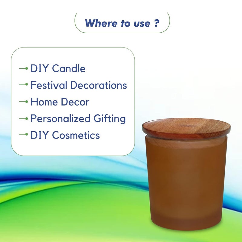 MYOC Empty Matte Finish Amber Frosted Jar with Classic Wooden Cork Candle Holder Jar Storage Container Office Home Decor Festival Decoration Gifting Resusable Durable200MLPack of 8