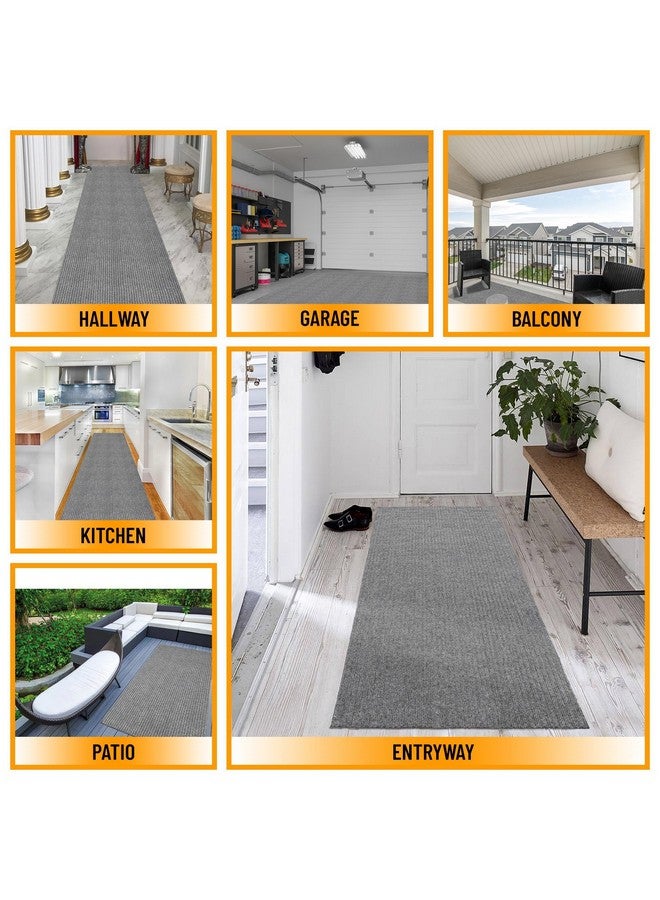 Ottomanson 2' x 6' Commercial-Grade Hallway Runner with Scraper Pile - Extra Durable Non-Slip Rug Mat for Indoor & Outdoor Use - Ideal for Kitchen, Entryway, Patio & Garage - High-Traffic Carpet, Gray - Image 4