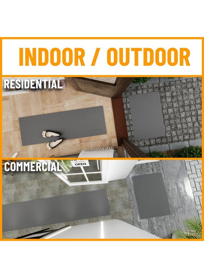 Ottomanson 2' x 6' Commercial-Grade Hallway Runner with Scraper Pile - Extra Durable Non-Slip Rug Mat for Indoor & Outdoor Use - Ideal for Kitchen, Entryway, Patio & Garage - High-Traffic Carpet, Gray - Image 2