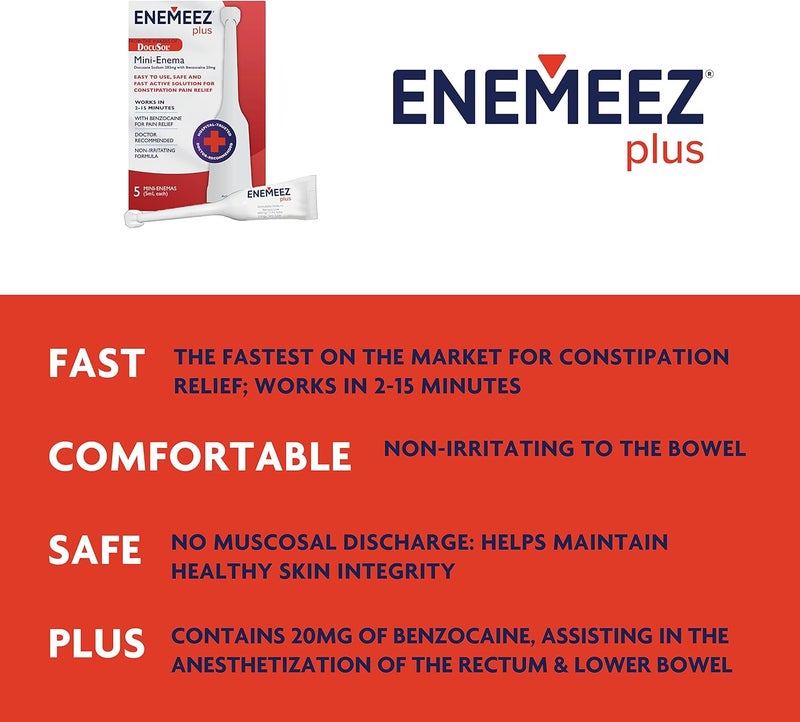 Enemeez Docusol Plus Docusate Sodium Enema  Clear 5 ml 5 Count FastActing for Constipation - Image 3