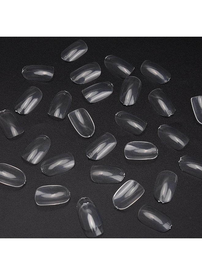 100 Pcs Clear  Nails, Ballerina Fake Nails, Full Cover Acrylic False Nail Tips in 10 Sizes - Image 1