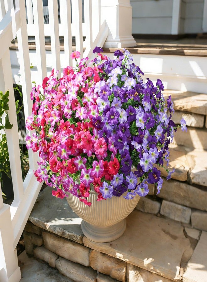 florisso Artificial Flowers for Outdoors Decoration, 20 Bundles Faux Morning Glory with Eucalyptus Look Real UV Resistant Fake Plants Silk Flowers for Outside Yard Gardens Porch Patio Planter Home Urn, Mix - Image 2