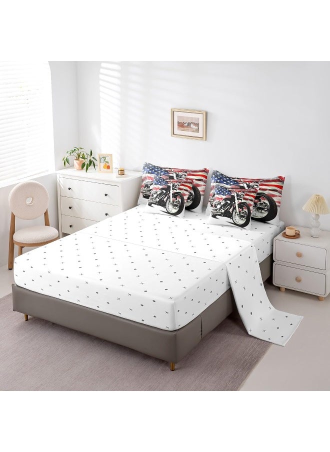 Erosebridal - Erosebridal 7Pcs Boys Dirt Bike Comforter Set for Teens 3D Motorcycle Bedding Sets American Flag Bed in A Bag Twin - Image 1