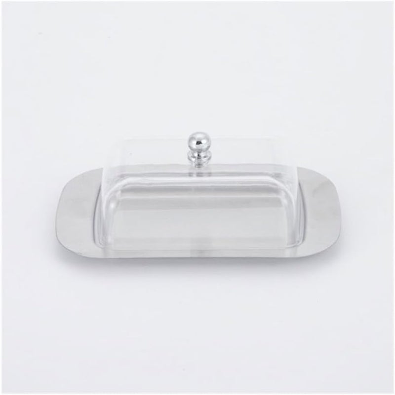 Butter Dish, Stainless Steel Butter Box Western Restaurant Snack Plate Cheese Crisper Warmer Dish with Lid(Blue) - Image 3