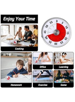 CARTIFY CARTIFY Steel Visual Time Magnetic Kitchen Timer 60 Minute Countdown Timer with Loud Alarm Durable Mechanical Time Management Tool No Batteries Required  - Image 3