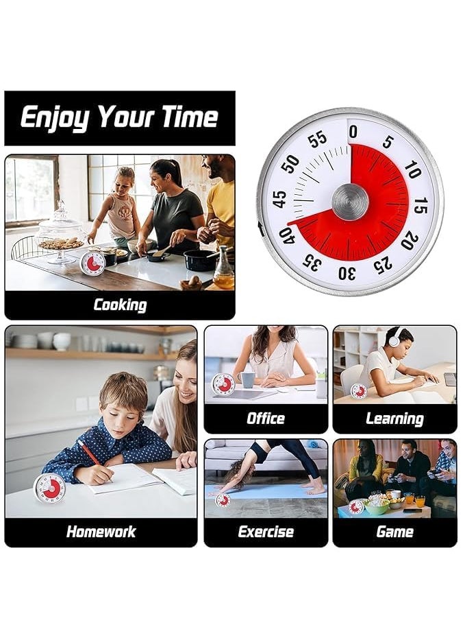 CARTIFY - CARTIFY Steel Visual Time Magnetic Kitchen Timer 60 Minute Countdown Timer with Loud Alarm Durable Mechanical Time Management Tool No Batteries Required - Image 1