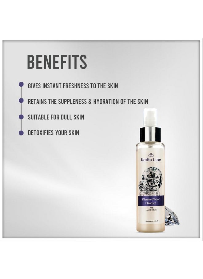 Vedic Line Vedicline Diamond Tejas Cleanser, Fades Dark Spots, Wrinkle & Fine Lines With Diamond Bhasma For Glowing Skin, 100Ml  - Image 2