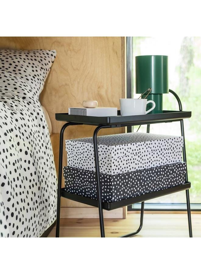 زبون صندوق تخزين مع غطاء، مجموعة من قطعتين، أسود/أبيض - Image 2