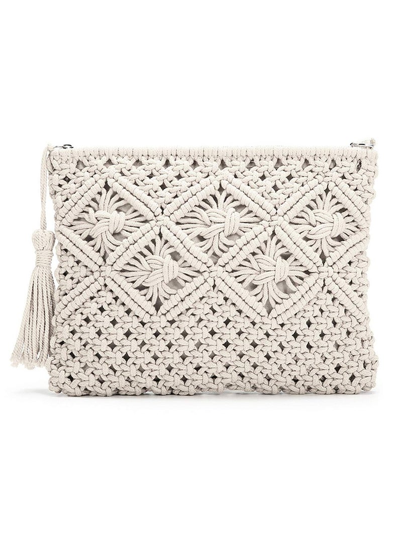 Zikra Handwoven Clutch Handbag, Women's Straw Wallet Summer Straw Clutch Stylish Beach Wallet Chic Straw Handbag Beach Envelope Purse Chic Straw Handbag - Image 1
