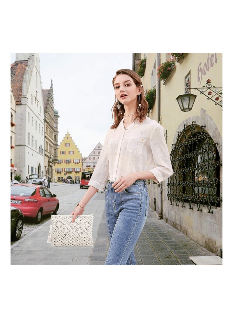 Zikra Handwoven Clutch Handbag, Women's Straw Wallet Summer Straw Clutch Stylish Beach Wallet Chic Straw Handbag Beach Envelope Purse Chic Straw Handbag - Image 4