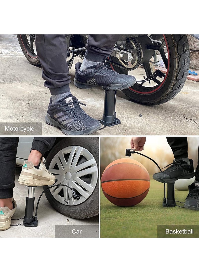 Portable Air Foot Pump for Motorbike for Cars Bicycle Football Mattress etc.Efficient Inflation with Universal Valve Compatibility