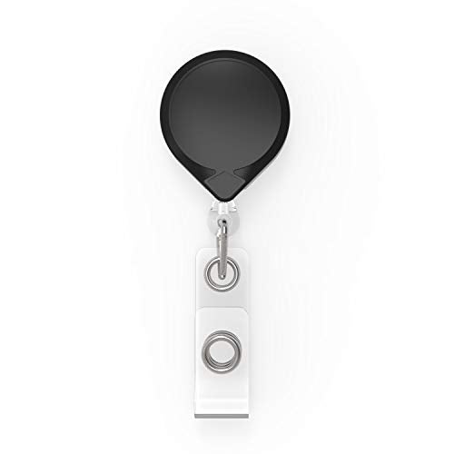 KEY-BAK MINI-BAK Retractable Badge Holder with Swivel Bulldog Clip, Black, 36" Nylon Cord / 2 oz - Image 1