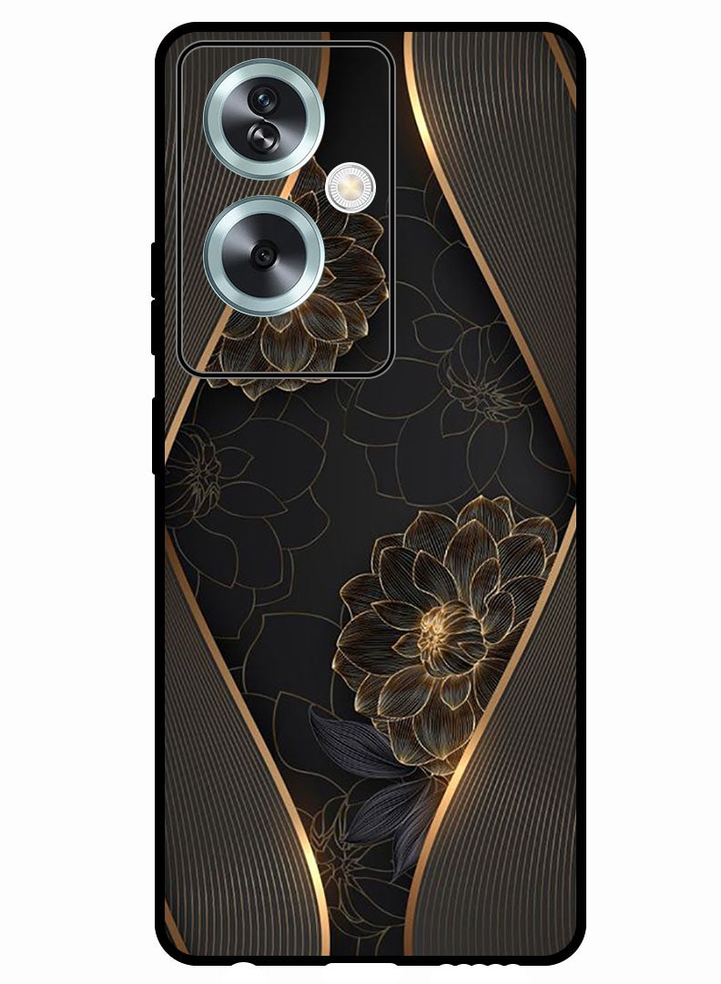 Theodor Protective Case Anti Scratch Shock Proof Bumper Cover For Oppo A79 5G Gold flower - Image 1