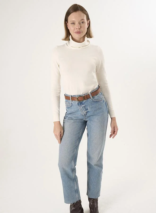 FELIX HARDY Ecru Turtleneck Pullover for Women | Best Price UAE