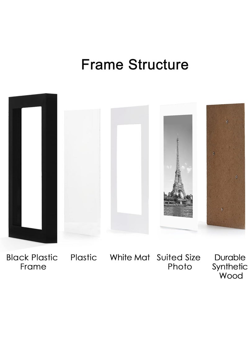 Picture Frame Set of 5, Display Pictures 8x10 Without Mat, Wall Gallery Photo Frames for Rustic Home Decor(Black) (8x10 inch) - Image 2