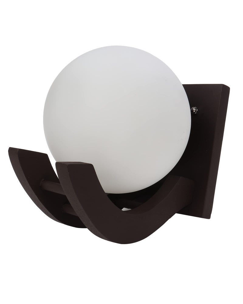 Twilight Nordic Wooden Wall Lamps, Zedo E27 Sconces with Glass Shades, Modern Brown Metal Wall Light for Bedroom, Living Room & Hallway | E27 Holder (White Pack of 1) - Image 3