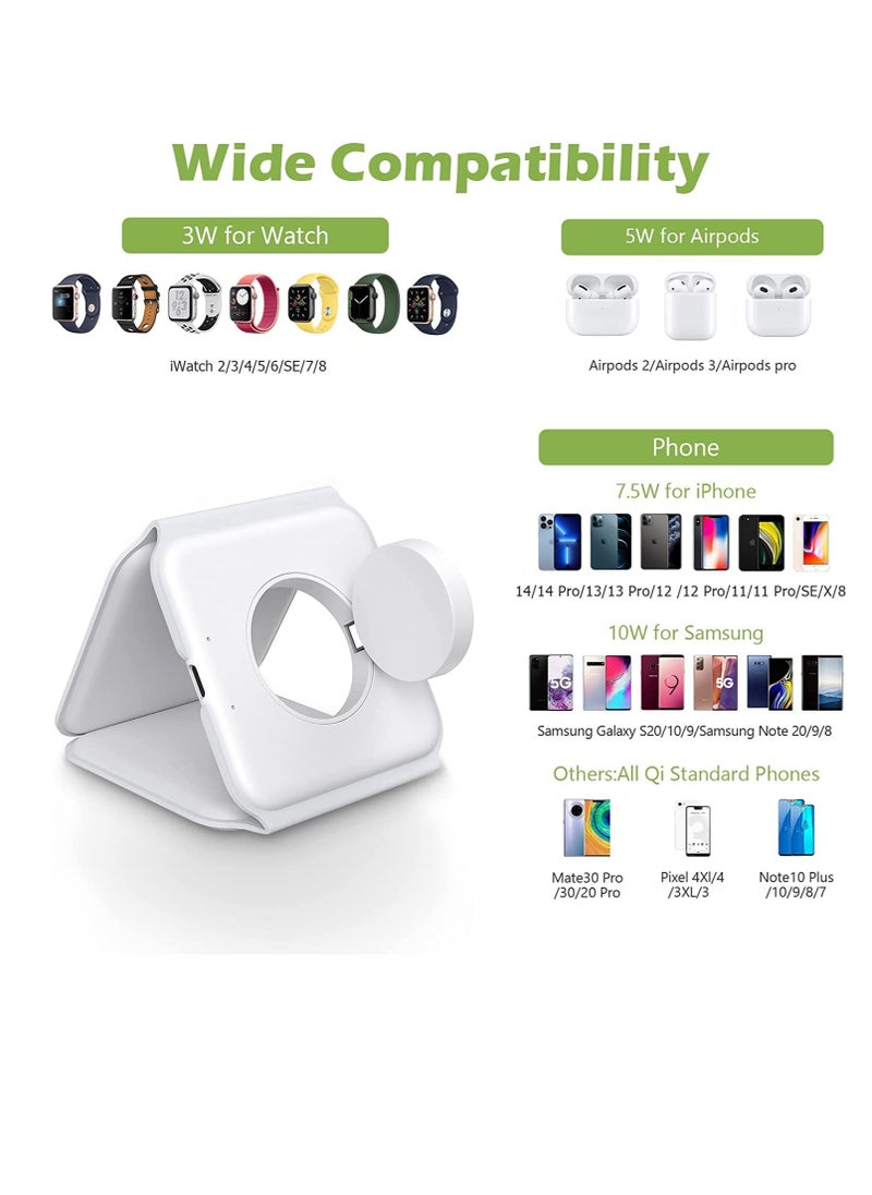 ELTRAZONE 3 in 1 Wireless Charger,Magnetic Foldable Charging Station,Fast Wireless Charging Pad (WHITE) USB  - Image 5