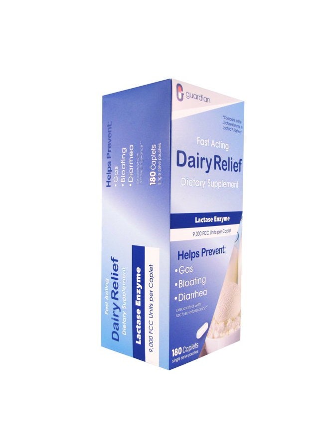 GUARDIAN Dairy Relief Fast Acting Lactase, 360 Caplets, 9000 FCC Maximum Strength, Lactose Intolerance Pills, Lactase Enzyme Supplement (360 CT) - Image 5