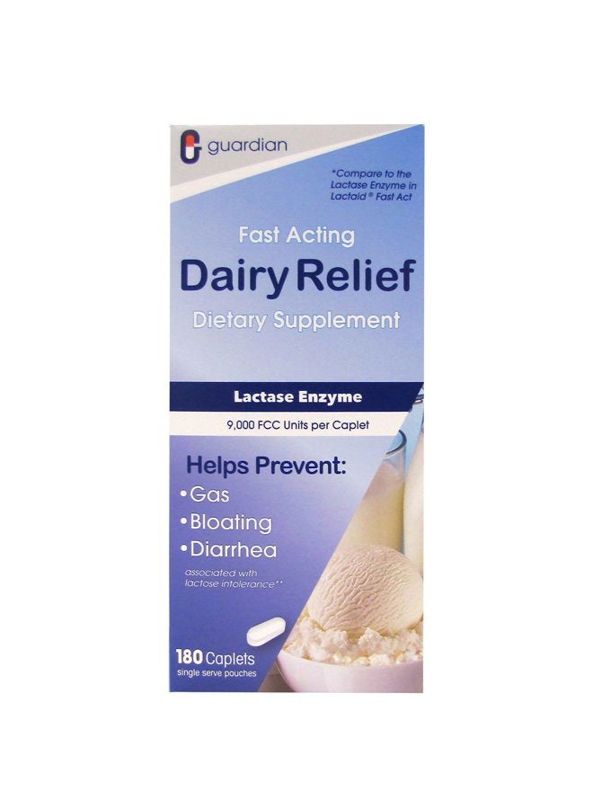 GUARDIAN Dairy Relief Fast Acting Lactase, 360 Caplets, 9000 FCC Maximum Strength, Lactose Intolerance Pills, Lactase Enzyme Supplement (360 CT) - Image 2