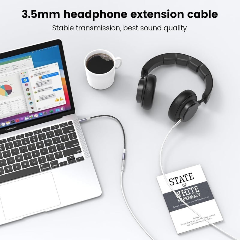 MOSWAG MOWSAG 10FT/3Meter Long 3.5mm Extension TRRS 4-Pole Headphone Cable Male to Female Audio Cable Nylon Braided Compatible for Home/Car Stereos Smartphones Headphones Tablets Media Players and More - Image 5