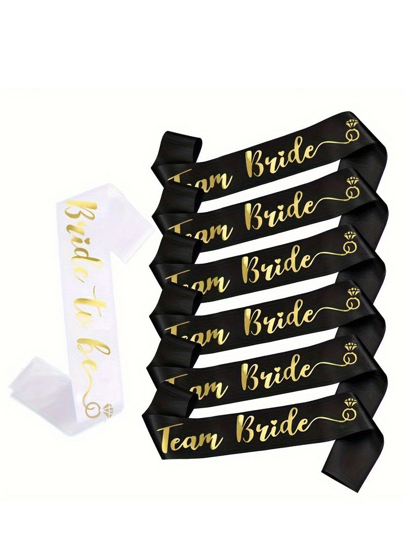 RTYY Team Bride Sash Set- 1 White Bride to Be Sash and 6 Team Bride Sashes Bachelorette Party Supplies  Bachelorette Sash Bridesmaid Sashes for Bridal Party & Wedding (7pcs)  - Image 2