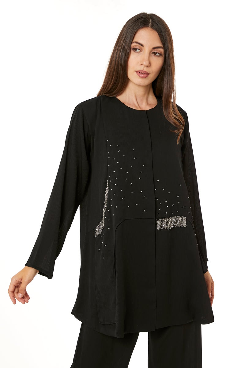 Moistreet Embellished Long Sleeve Top & Pant Set - Image 4