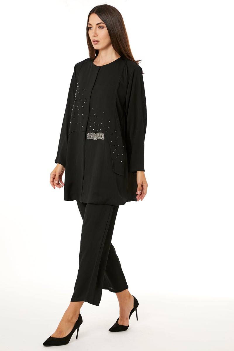 Moistreet Embellished Long Sleeve Top & Pant Set - Image 3
