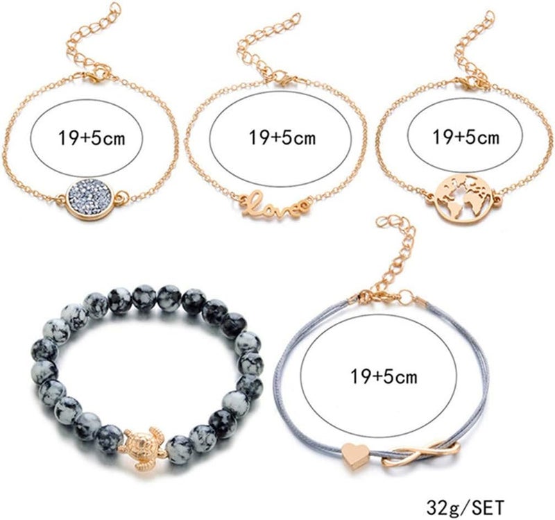 cheekyglo Beaded Bracelet Love 8 Map Bracelet Set Woven Bracelet Set Turtle Bracelet Set - Image 2