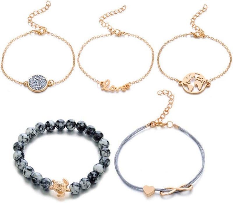 cheekyglo Beaded Bracelet Love 8 Map Bracelet Set Woven Bracelet Set Turtle Bracelet Set - Image 1