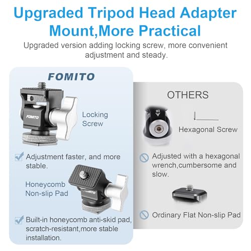 FOMITO Metal Camera Monitor Mount with 1/4" Serew and Cold Shoe, Rotary Adapter 360° Swivel Universal for Flash Speedlite, Field Monitor, LED Video Light, Microphone,etc- Gray Color - Image 5