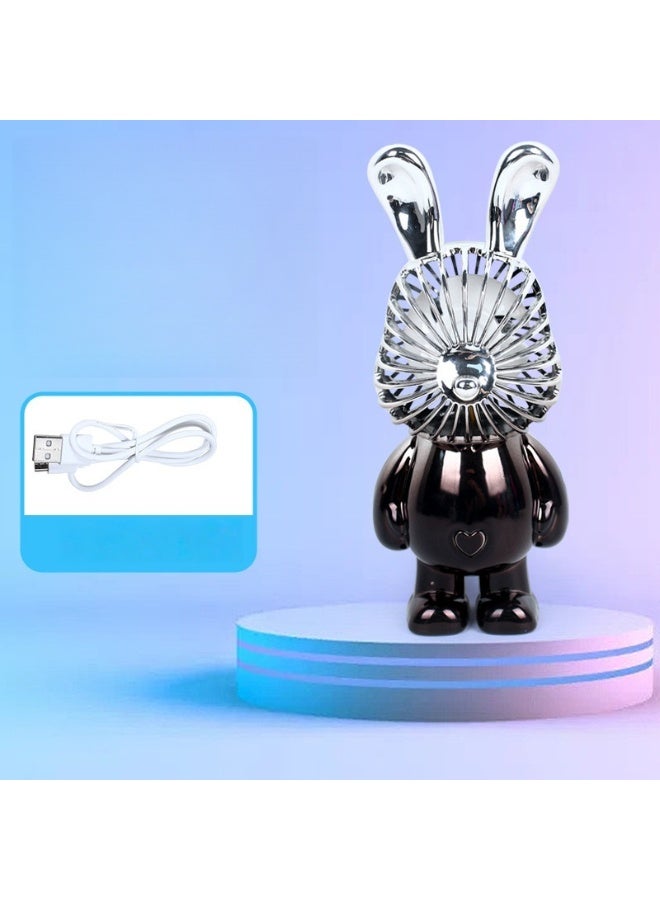 Nariele New Handheld USB Mini Fan Portable Desktop Plated Rabbit Candy Fan Student Outdoor Gift
