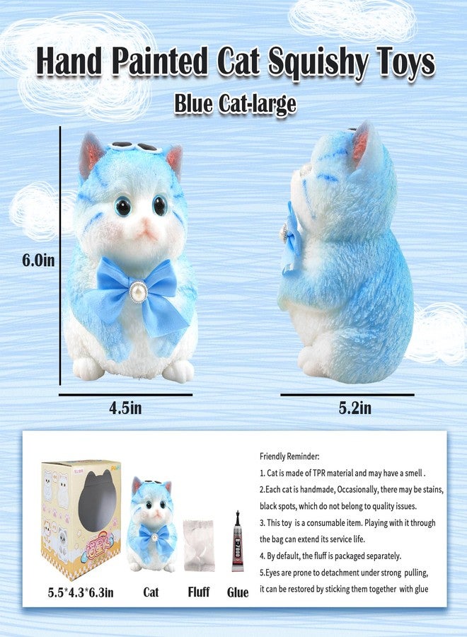 QOUXZ Big Hand Painted Cat Squishy Toys，Large Cute Ultra Soft Kitty Squeeze Fidget Toys for Stress Relief ,Kawaii Squishies Sticky Animal Toys for Adults Kids,Decompression Sensory Balls Toys for Autism - Image 2