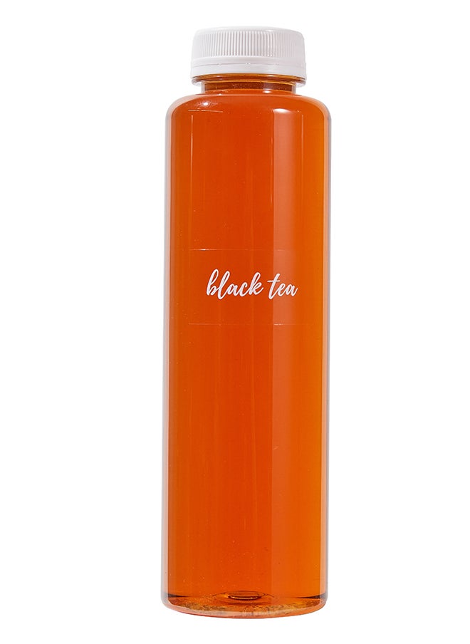 Restaurantware Restaurantware-Label Tek 1.9 x 1 Inch Black Tea Bottle Labels, 100 Water-Resistant Labels For Bottles - Self-Adhesive, Clear With White Font, Plastic Bottle Stickers, For Drink Pouches,  - Image 1