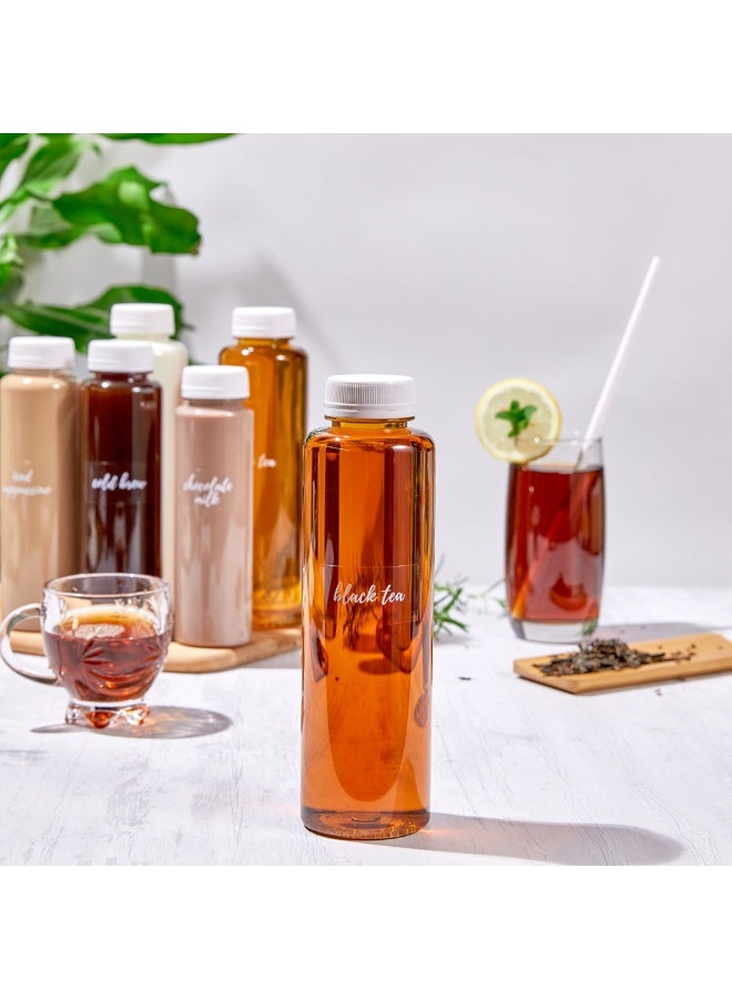 Restaurantware Label Tek 1.9 x 1 Inch Black Tea Bottle Labels, 100 Water-Resistant Labels For Bottles - Self-Adhesive, Clear With White Font, Plastic Bottle Stickers, For Drink Pouches, - Image 3