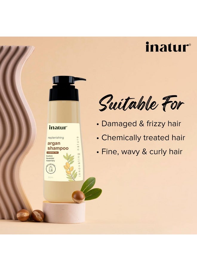 INATUR Argan Shampoo For Hair Fall Control & Frizzy Hair | Best Argan Oil Shampoo For Dry Hair | With Brahmi, Lavender & Rosemary | Sulfate-Free, Color-Safe | Top 10 Shampoo In India | 350Ml  - Image 3