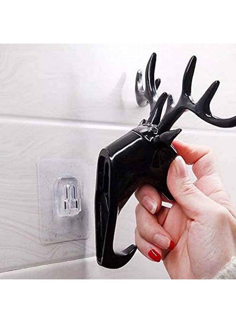 KESHAVAM KESHAVAM Elegant Deer Head Wall Hook Stylish Antler Hanger for Coats Keys Bags More Rustic Modern WallMounted Decor for Entryway Bedroom or Office Black Resin  - Image 4