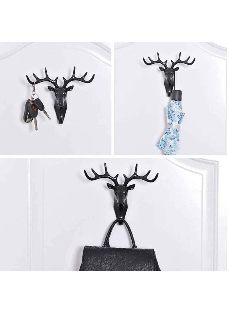 KESHAVAM KESHAVAM Elegant Deer Head Wall Hook Stylish Antler Hanger for Coats Keys Bags More Rustic Modern WallMounted Decor for Entryway Bedroom or Office Black Resin  - Image 2