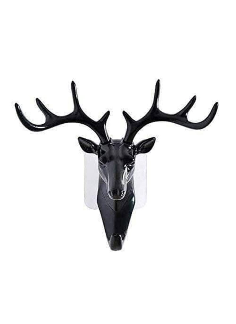 KESHAVAM KESHAVAM Elegant Deer Head Wall Hook Stylish Antler Hanger for Coats Keys Bags More Rustic Modern WallMounted Decor for Entryway Bedroom or Office Black Resin  - Image 1