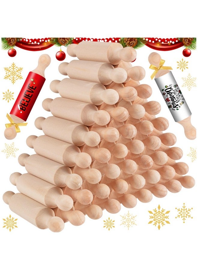 FFNIU 45Pcs Wooden Mini Rolling Pin Long Kitchen Baking Small Dough Rolling Pin for Children Fondant Pastry Pizza Crafting and Imaginative Play for Halloween and Christmas - Image 1