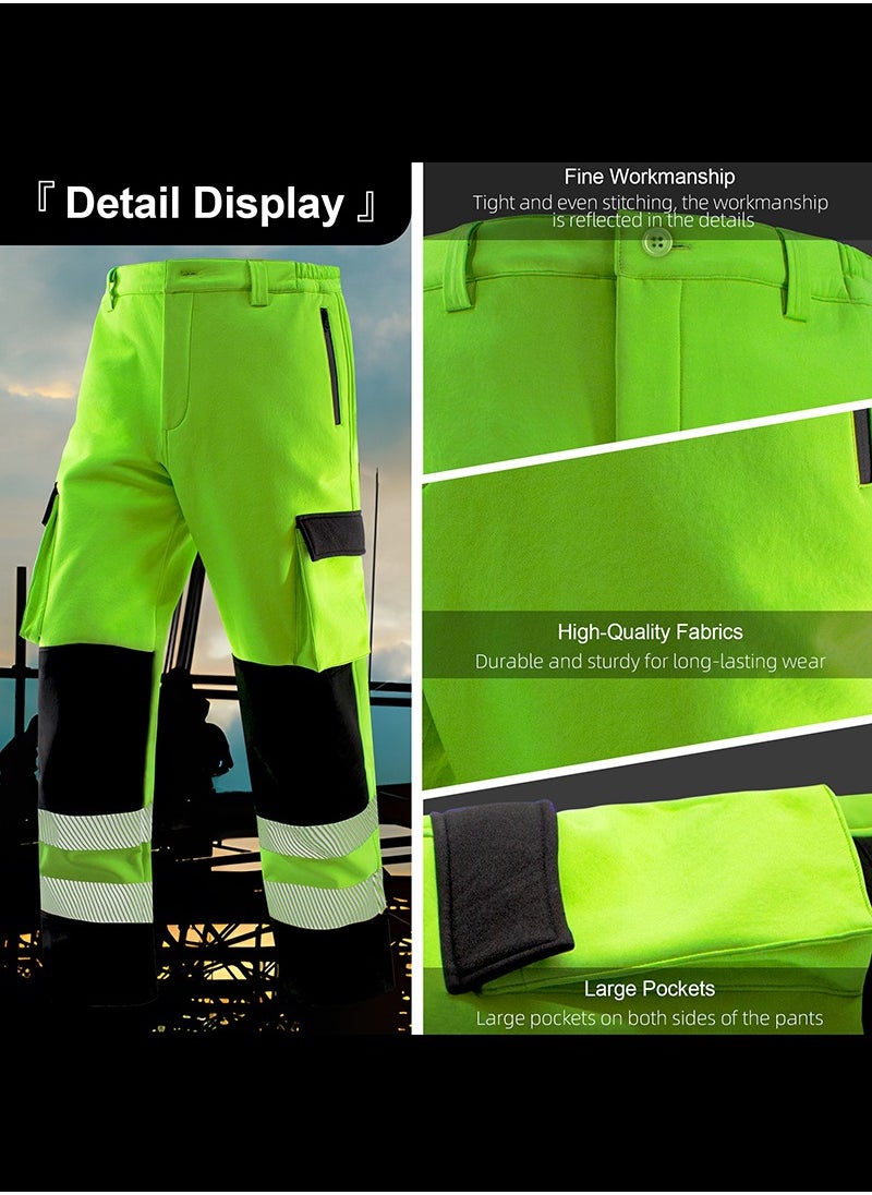 Zuolaya - High Vis Work Pants Unisex Multiple Pockets Reflective Safety Pant for Safety Work & Outdoor Activities Workwear Green/Black M - Image 1