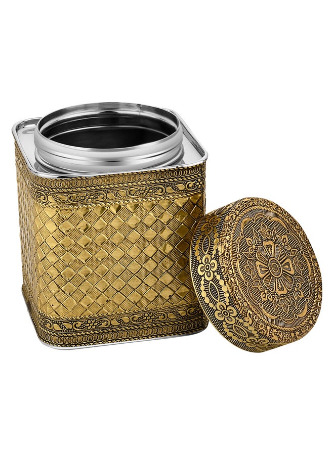 AL SANIDI Indian Stainless steel Spices storage, Tea, coffee and sugar storage for trips, Gold, 2 - Image 2