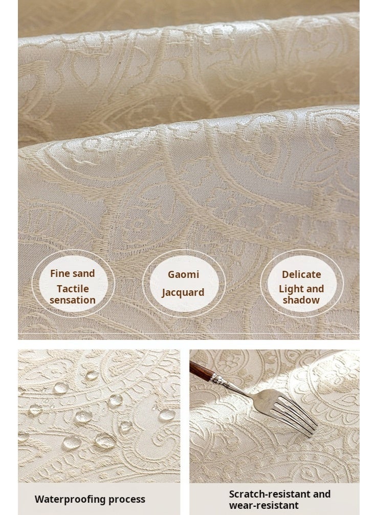 AVHUGOO French Retro Jacquard Tablecloth 140x200cm - Waterproof, Stain Resistant & Wrinkle Free Cream White Paisley Fabric for Dining Table Decoration - Image 5