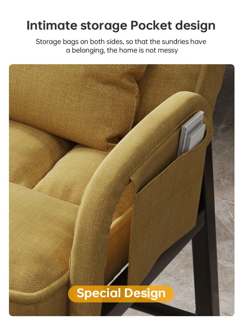 Indoor Chaise Lounge Sofa Yellow 56 x 53 x 93 cm
