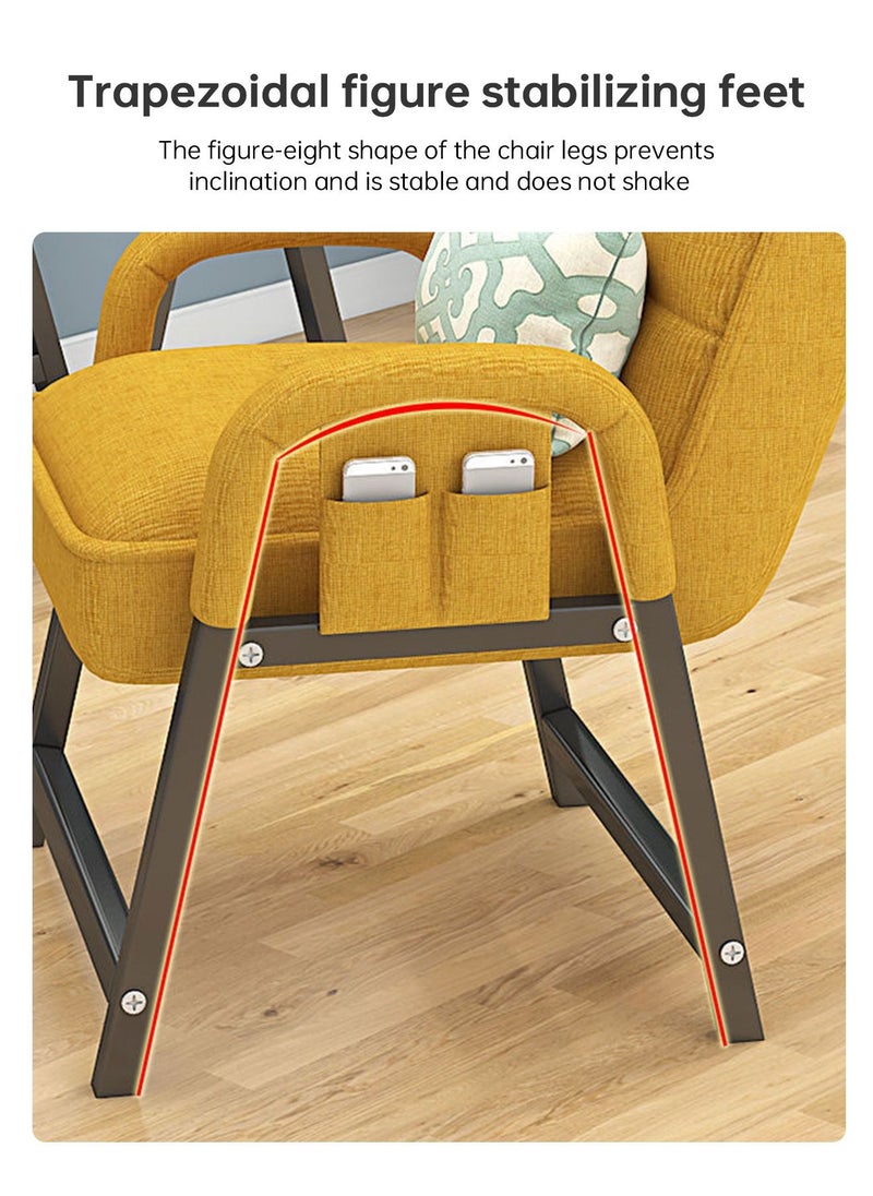 Indoor Chaise Lounge Sofa Yellow 56 x 53 x 93 cm