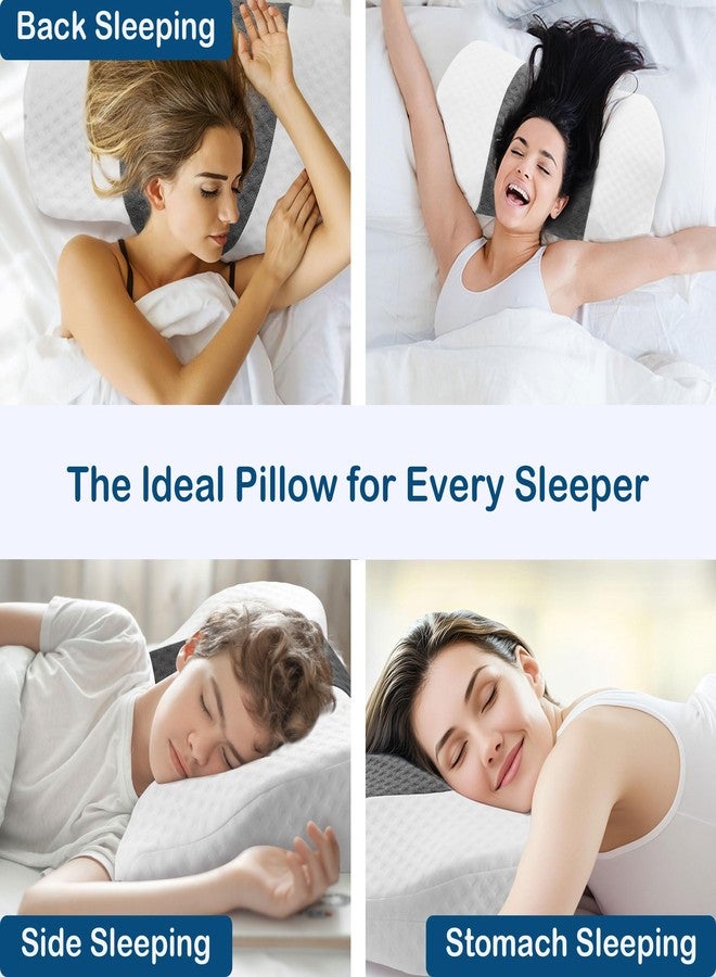 TOPPURE Cervical Neck Pillow with Breathable Pillowcase, Memory Foam Pillow Supportive for Neck & Shoulder Pain Relief for Side, Back, Stomach Sleepers(White&Grey) - Image 5