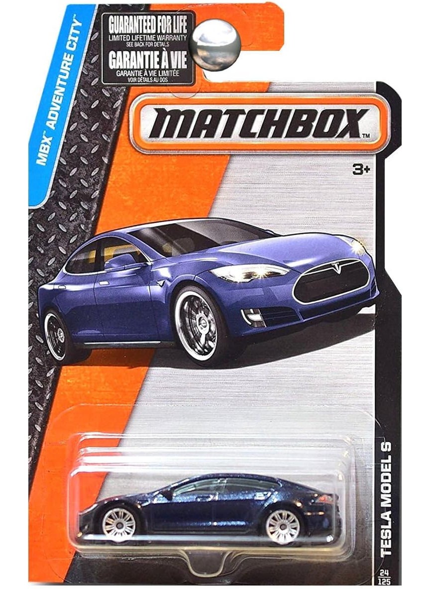 Tesla Matchbox 2016 MBX Adventure City Tesla Model S Dark Blue 24125 