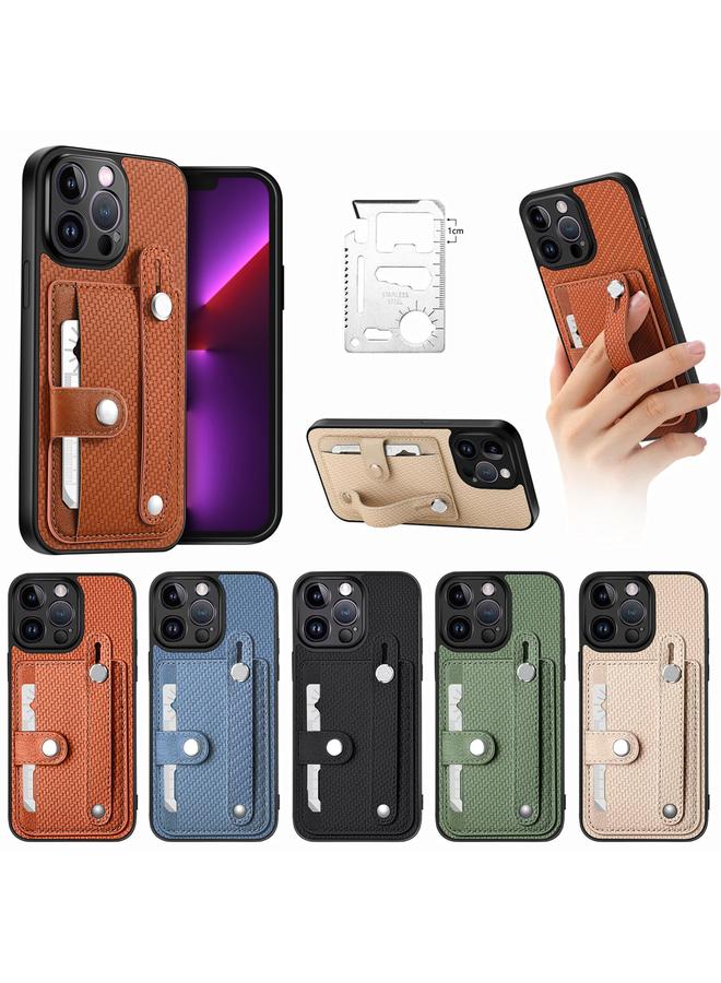 S-TOP Case For iPhone 13 Pro Wristband Kickstand Card Wallet Back Cover Phone Case with Tool Knife - Image 3