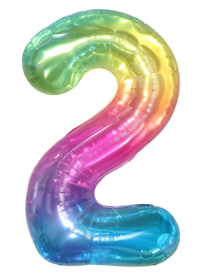 KATCHON Jelly Rainbow Number 2 Balloon for 2nd Birthday and Anniversary Party Decorations - Image 1